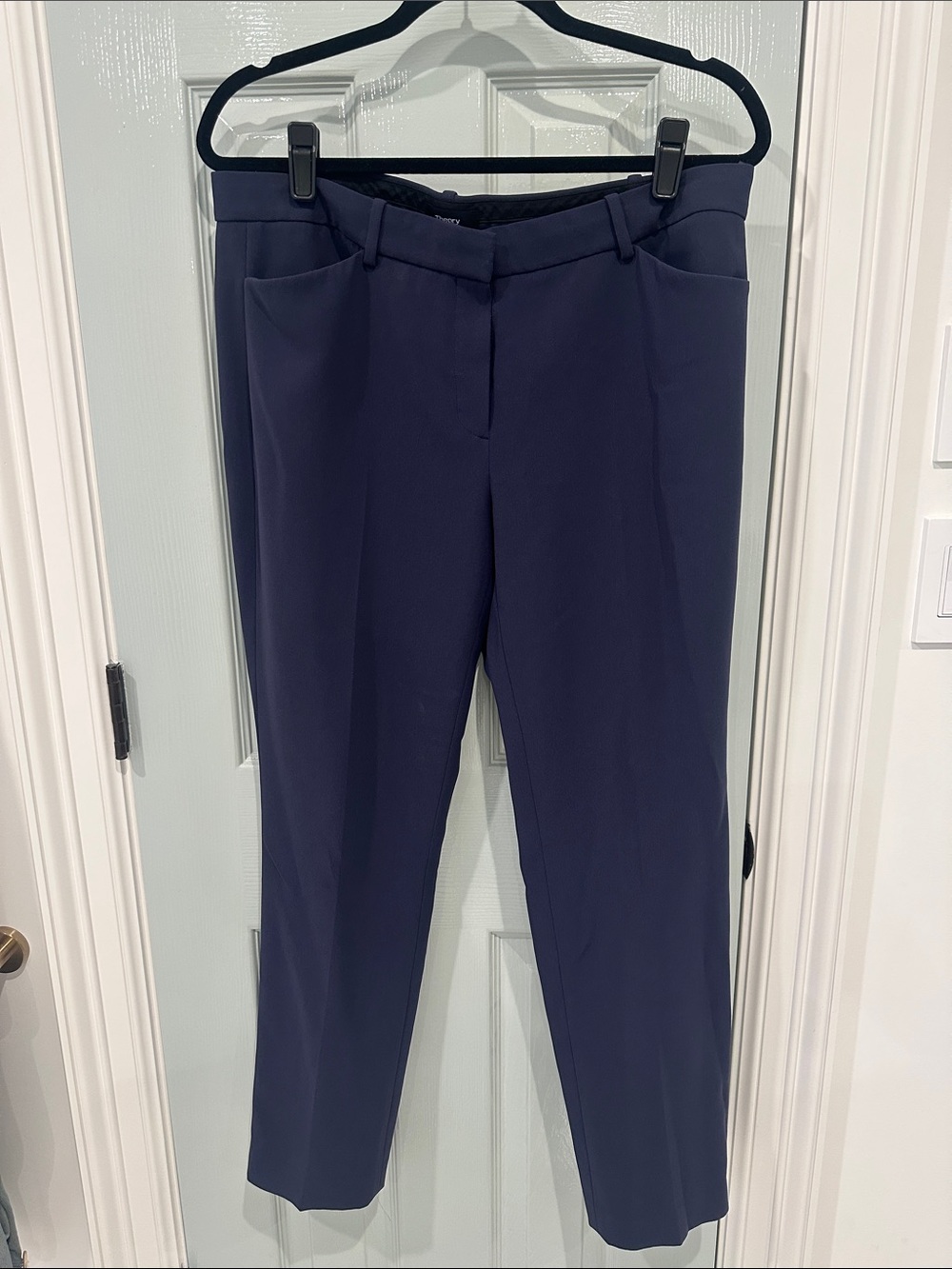 Theory Women's Navy Straight-Leg Dress Trousers